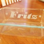 Personalized Casserole Dish at createcraftlove.com #glassetching