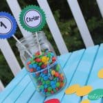 Simple Mason Jar Centerpiece from createcraftlove.com #masonjars #partyideas