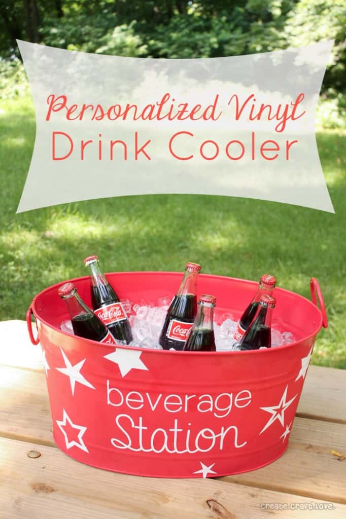 Personalized Vinyl Drink Cooler via createcraftlove.com #vinyl #summer #cookout #personlized