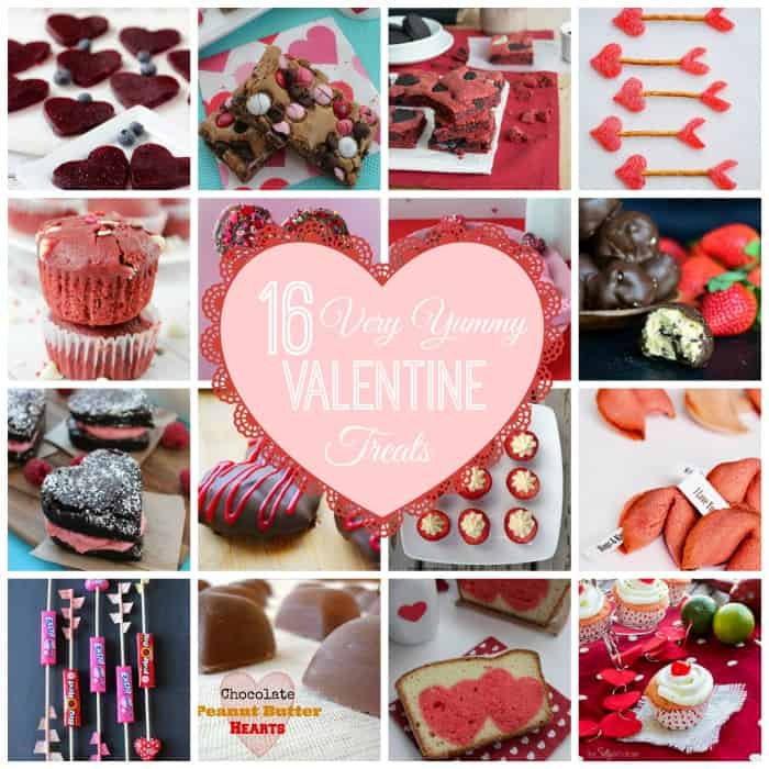 16 Very Yummy Valentine Treats via www.waittilyourfathergetshome.com #features #linkparty #recipes #desserts #valentinesday