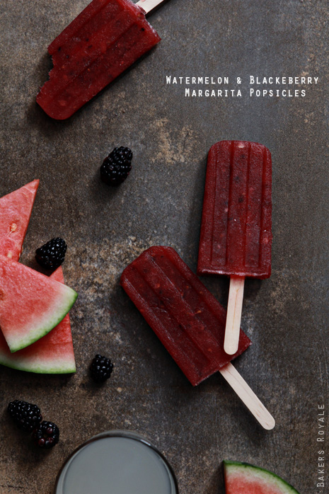 Watermelon and Blackberry Margarita Popsicles