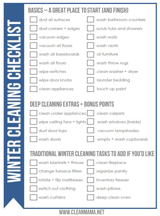 Free Winter Cleaning Checklist
