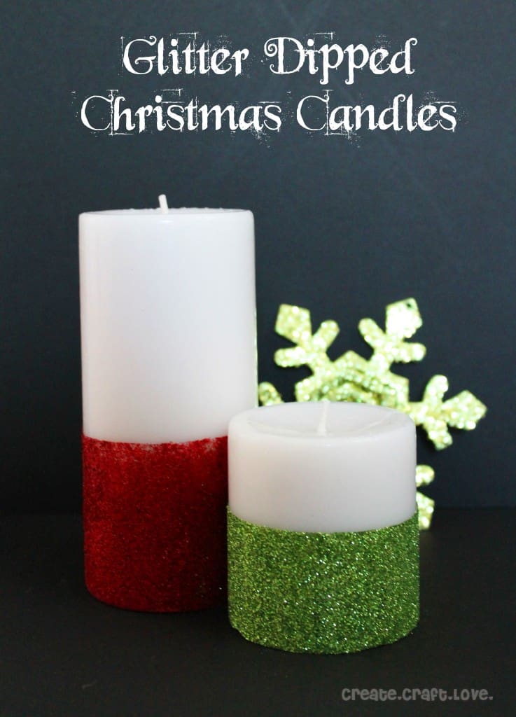 glitter dipped christmas candles