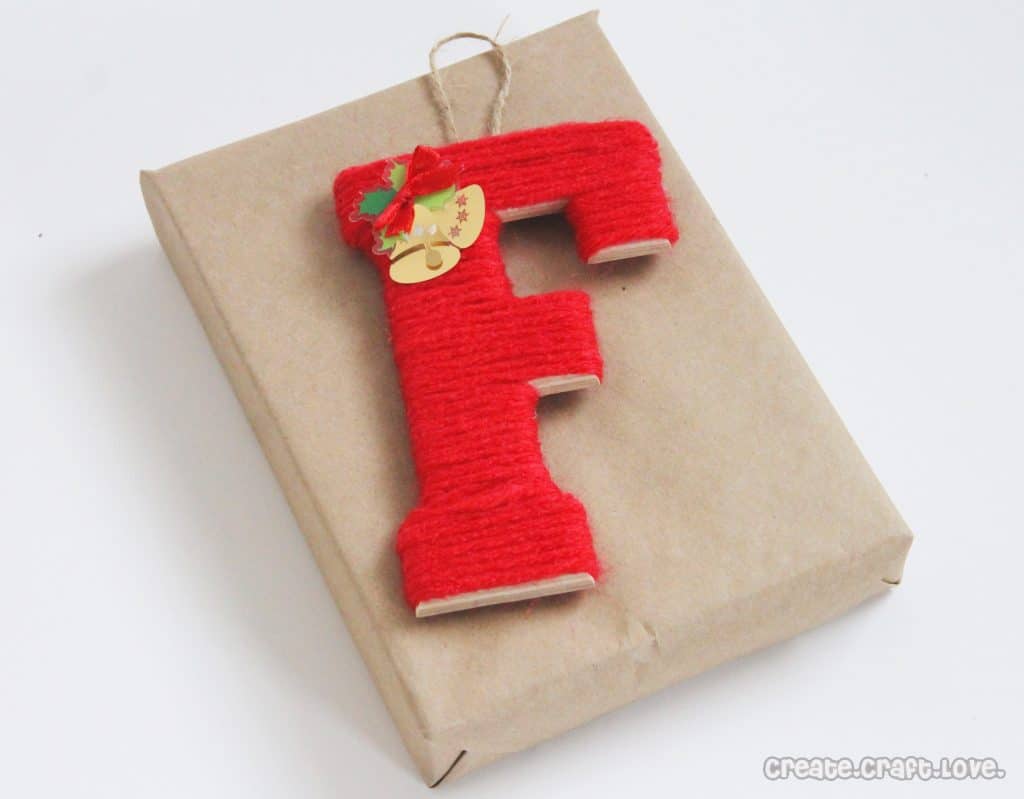 yarn wrapped monogram gift tags