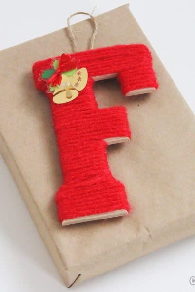 yarn wrapped monogram gift tags