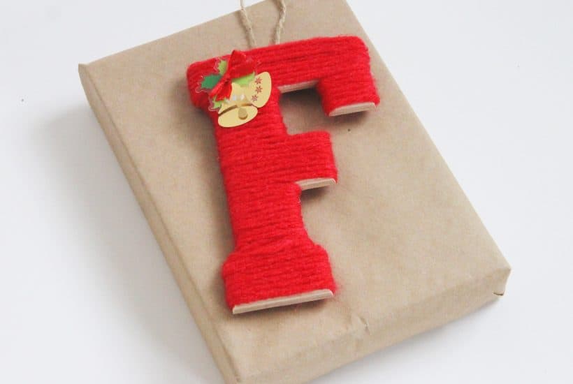 yarn wrapped monogram gift tags