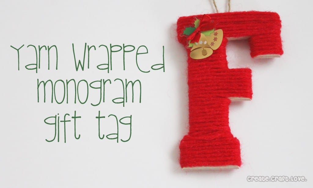 yarn wrapped monogram gift tag
