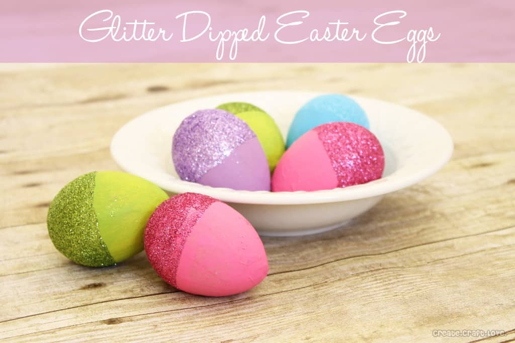 Glitter Dipped Easter Eggs via createcraftlove.com #easter #crafts #glitter