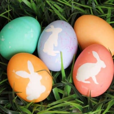 Bunny Silhouette Dyed Easter Eggs from createcraftlove.com #easter #eastereggs