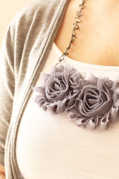 Easy Rosette Bib Necklace via createcraftlove.com #jewelry #rosettes