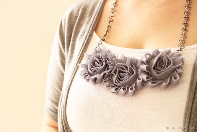 Easy Rosette Bib Necklace via createcraftlove.com #jewelry #rosettes