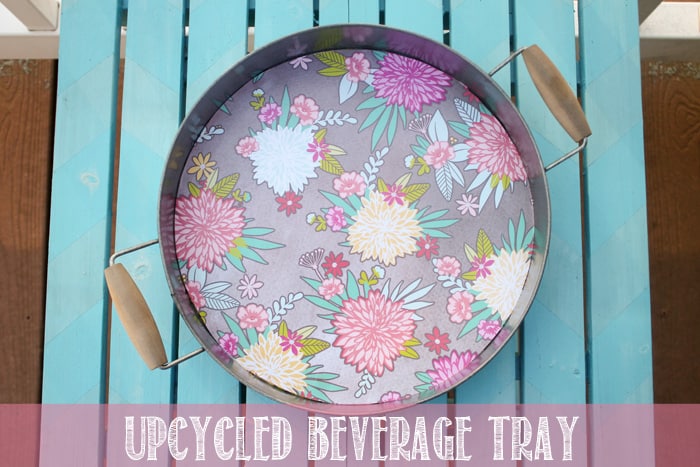 All you need is a little scrapbook paper and mod podge to create this Upcycled Beverage Tray via createcraftlove.com #upcycle #summer #modpodge