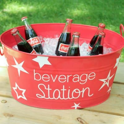 Personalized Vinyl Drink Cooler via createcraftlove.com #vinyl #summer #cookout #personlized
