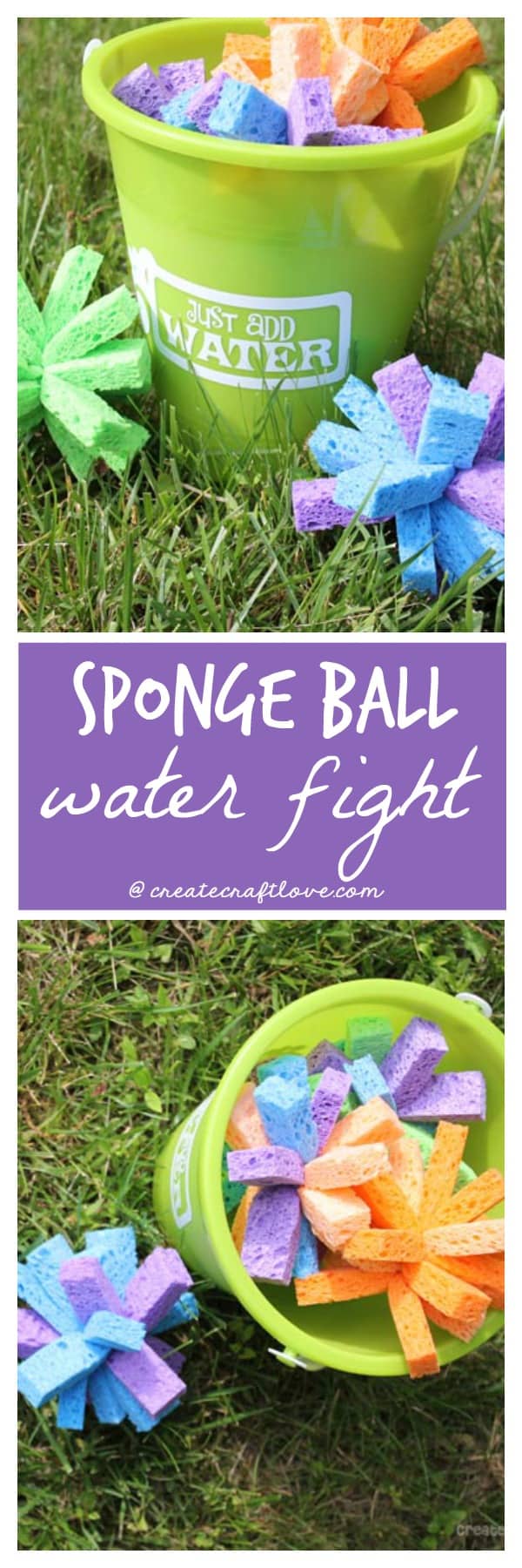 This Sponge Ball Water Fight will keep the kids entertained all summer! via createcraftlove.com