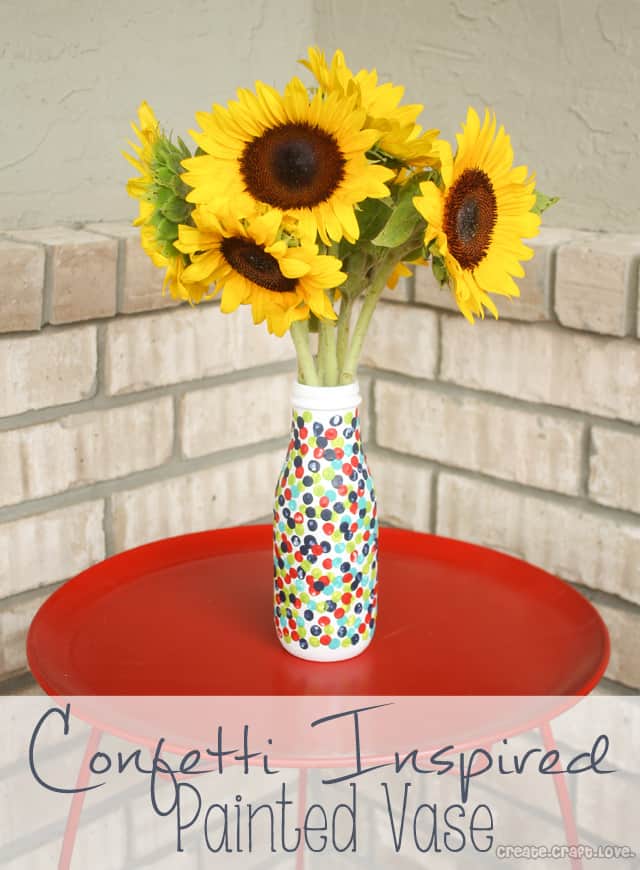 Create this fun Confetti Inspired Painted Vase via createcraftlove.com for the 36th Avenue! #painted #vase #polkadots