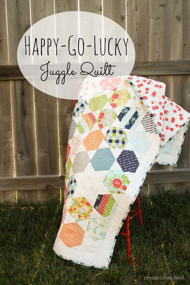Happy Go Lucky Juggle Quilt via createcraftlove.com #quilting #hexagons #hexielove #sewing