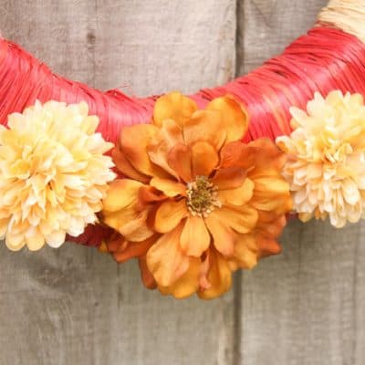 Raffia Wrapped Fall Wreath via createcraftlove.com #fall #wreath