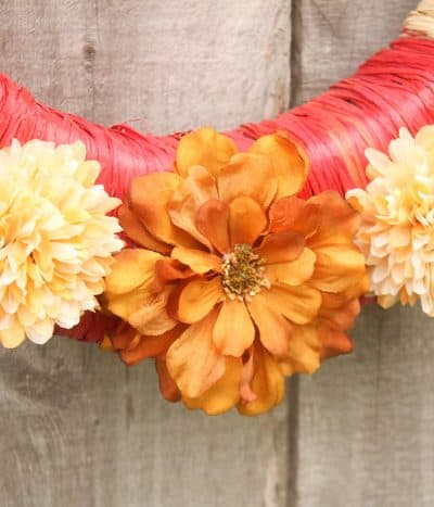 Raffia Wrapped Fall Wreath via createcraftlove.com #fall #wreath