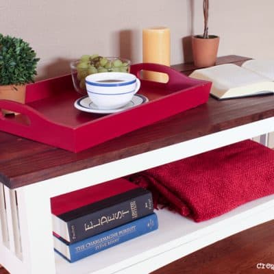 Come see how I transformed an old piece of laminate furniture into this beautiful Farmhouse Style Coffee Table! #furnituremakeover #ryobination #ad #spon
