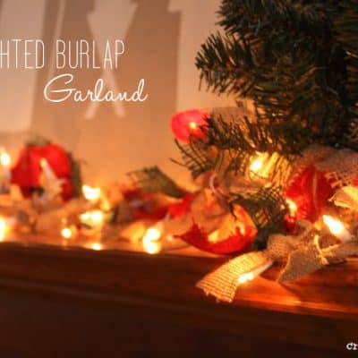 Lighted Burlap Garland via createcraftlove.com #burlap #25daysofchristmas #garland