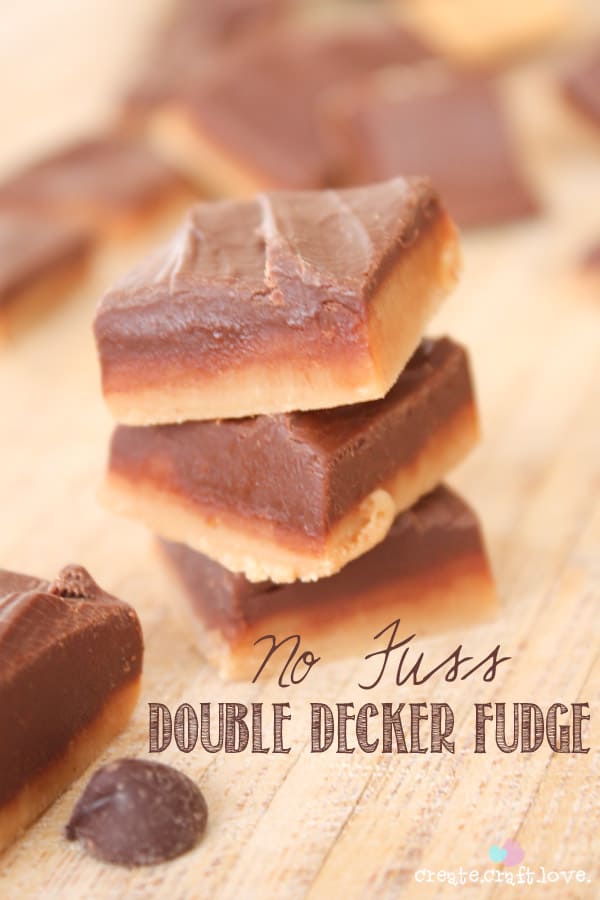 If you are still in search of a quick and easy baked goods recipe, try this No Fuss Double Decker Fudge! It takes less than five minutes to prepare! #recipes #nobake #fudge