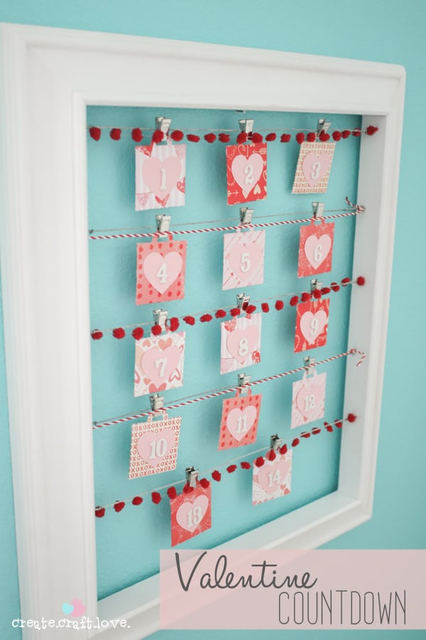 Count down the days til the most love-y day of the year with my Valentine Countdown! via createcraftlove.com #valentinesday #papercrafts #adventcalendar