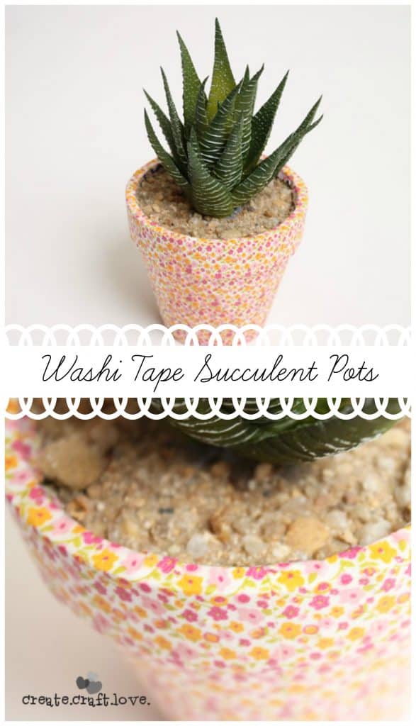 These Washi Tape Succulent Pots are so trendy for spring! #washitape #succulents #homedecor #spring