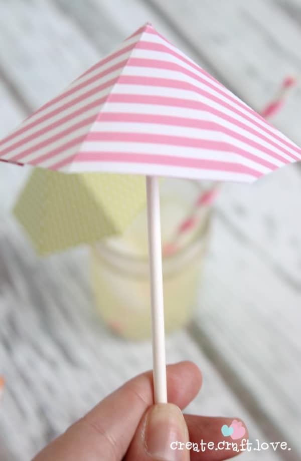 Create your own DIY Drink Umbrellas with some cardstock and lollipop sticks!  via createcraftlove.com for The 36th Avenue