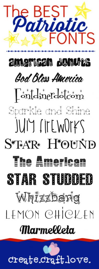 These are the BEST Patriotic Fonts you will find on the world wide web! www.createcraftlove.com
