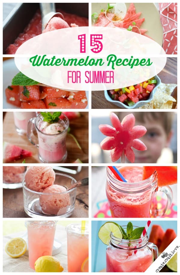 15 Watermelon Recipes for Summer via createcraftlove.com