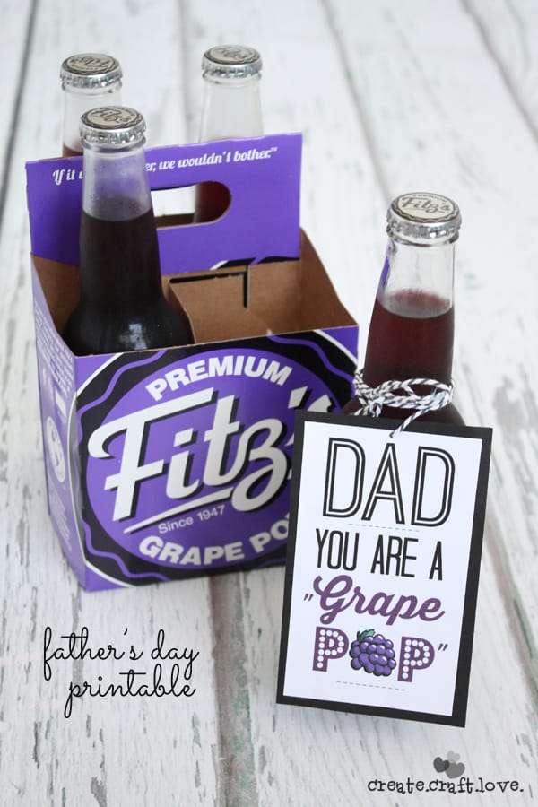 Grab some soda and let Dad know what a "grape pop" he is with my FREE printable! via createcraftlove.com