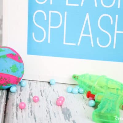 These Pool Party Printables are available in 4 bright colors and can be used for anything from decor to invitations! via createcraftlove.com