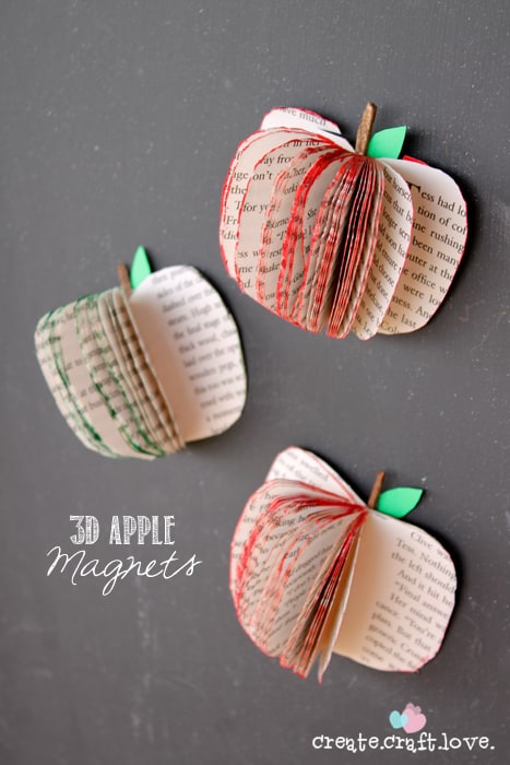 These 3D Apple Magnets are so easy to make! You have all of the supplies already! via createcraftlove.com