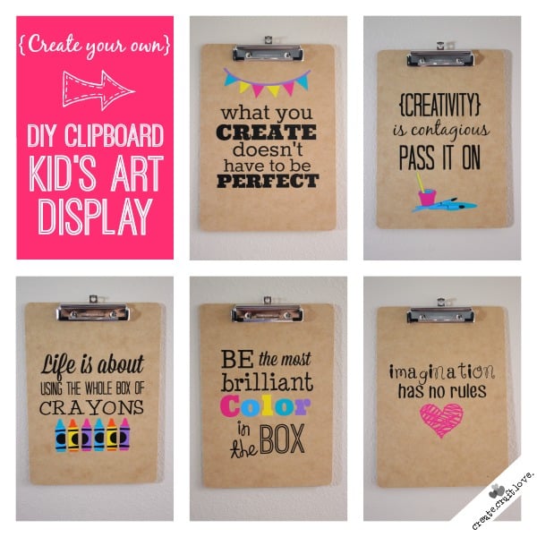 Clipboard Kids Art Display that look great with or without artwork hanging on it! via createcraftlove.com