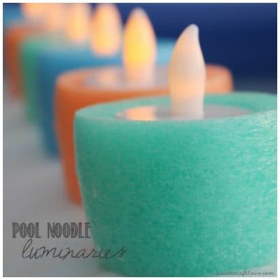 These Pool Noodle Luminaries look awesome on a warm summer night!