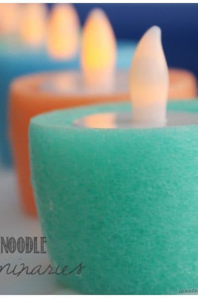 These Pool Noodle Luminaries look awesome on a warm summer night!