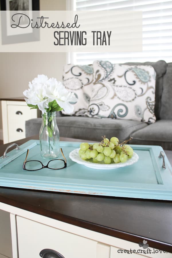 Create your own Distressed Serving Tray from an old cabinet door! #spon #anniesloanunfolded #DIY #repurpose