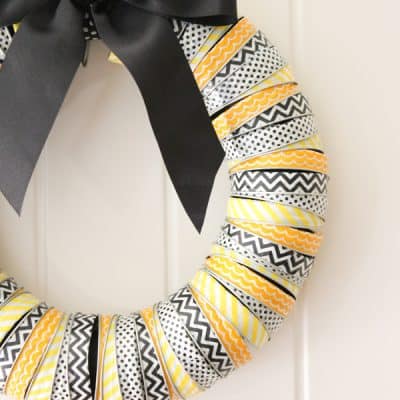 Canning Lid & Washi Tape Halloween Wreath - tutorial @createcraftlove.com
