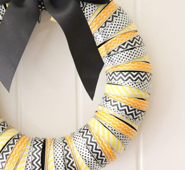 Canning Lid & Washi Tape Halloween Wreath - tutorial @createcraftlove.com