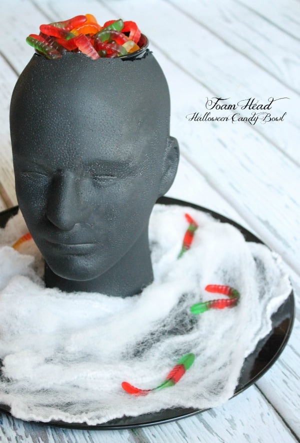 Create your own Foam Head Halloween Candy Bowl via createcraftlove.com!