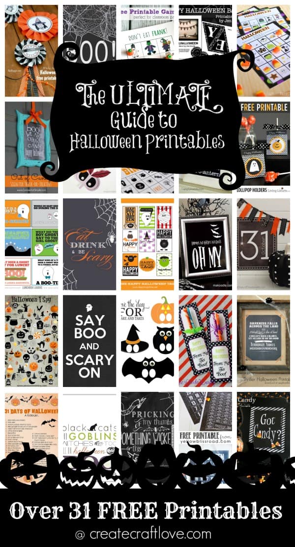 The ULTIMATE Guide to Halloween Printables - over 31 FREE printables via createcraftlove.com