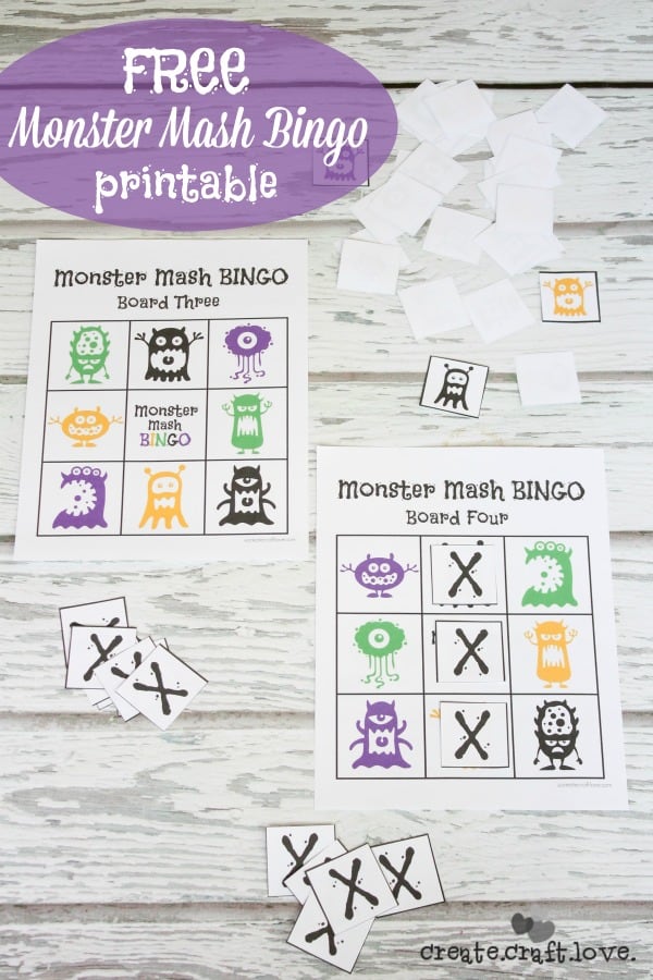 FREE Monster Mash Bingo Printable - perfect for pre-schoolers and daycare! via createcraftlovecom