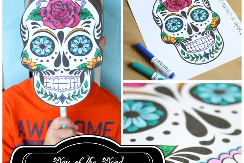 Day of the Dead Mask Printable - color them, cut them out and create your own sugar skull mask! via createcraftlove.com