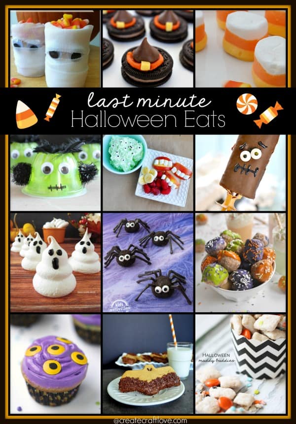 Eek! These Last Minute Halloween Eats are perfect if you are scrambling! via createcraftlove.com
