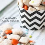 This is such an easy recipe! You have GOT to try these Halloween Muddy Buddies! via createcraftlove.com