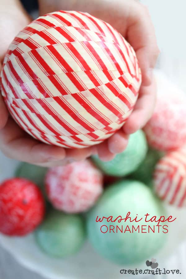 Get the kids involved in creating your own handmade Christmas with these Washi Tape Ornaments! ! via createcraftlove.com