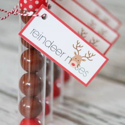 This Reindeer Noses Printable makes a perfect stocking stuffer or classroom party favor! via createcraftlove.com