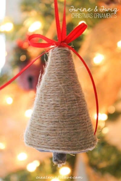 Lovin' the rustic look of these Twine and Twig Christmas Ornaments! via createcraftlove.com
