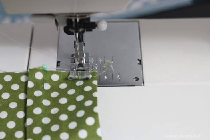 sew along marked line of pintucked canvas