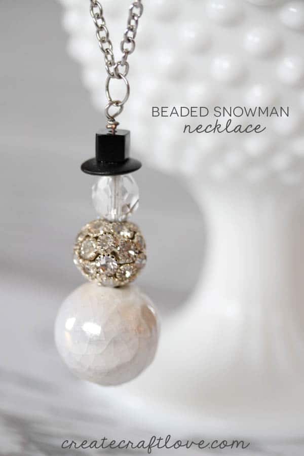 Beaded Snowman Necklace at createcraftlove.com
